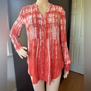 Anthropologie MAEVE womens calia tunic longsleeve button top harvest orange sz 6